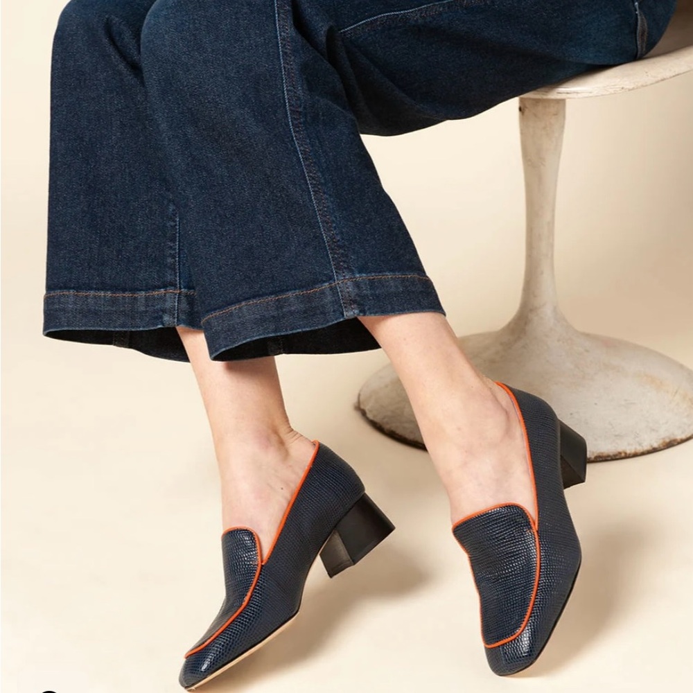 Charlotte Stone - Size 9 - Navy and Orange Women's Loafers